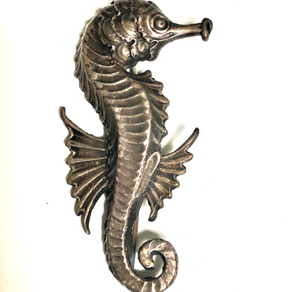 Antique: Pewter Seahorse Brooch